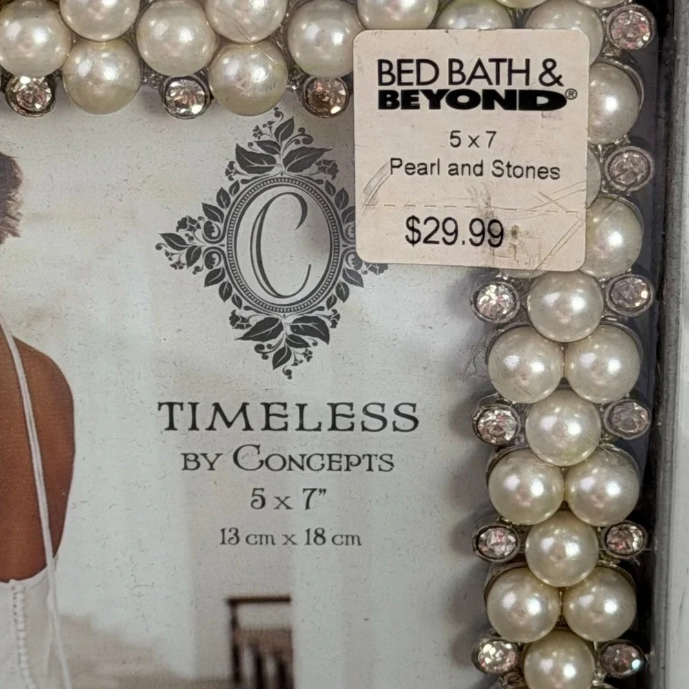 Timeless by Concepts Pearl Rhinestone 5x7 Photo Frame NIB Wedding Bridal Gift